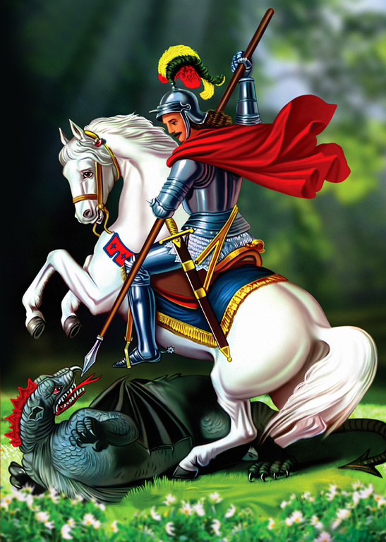 St. George on horseback defeating the dragon